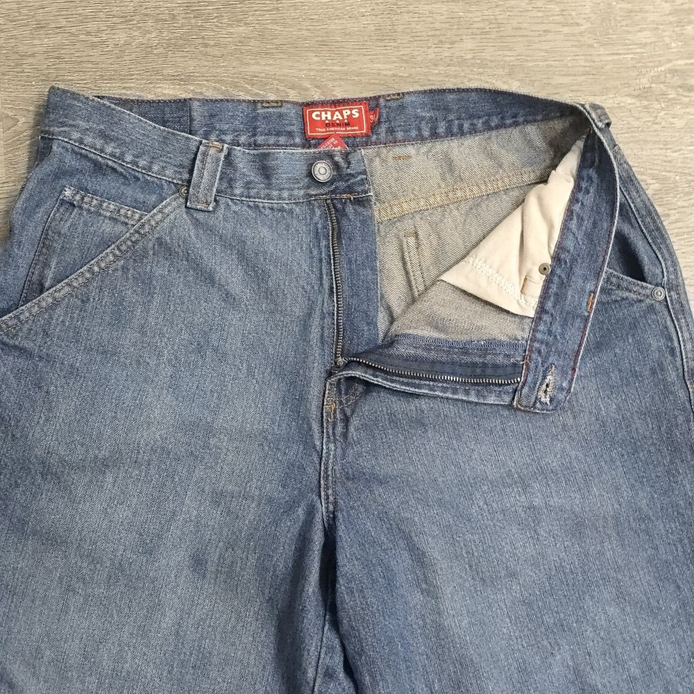 Vintage Y2K Chaps Denim Baggy Carpenter‎ Shorts Mens Size 34 Med/Dark Wash - Picture 7 of 16